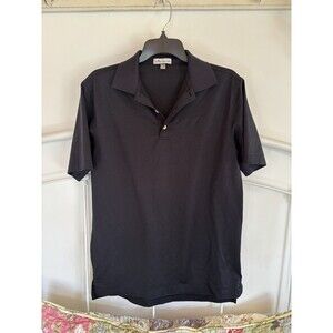 Peter Millar Solid Black Polo 100% Cotton Men’s Small Short Sleeve EUC